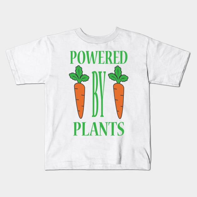Powered By Plants Carrots Version Kids T-Shirt by JevLavigne